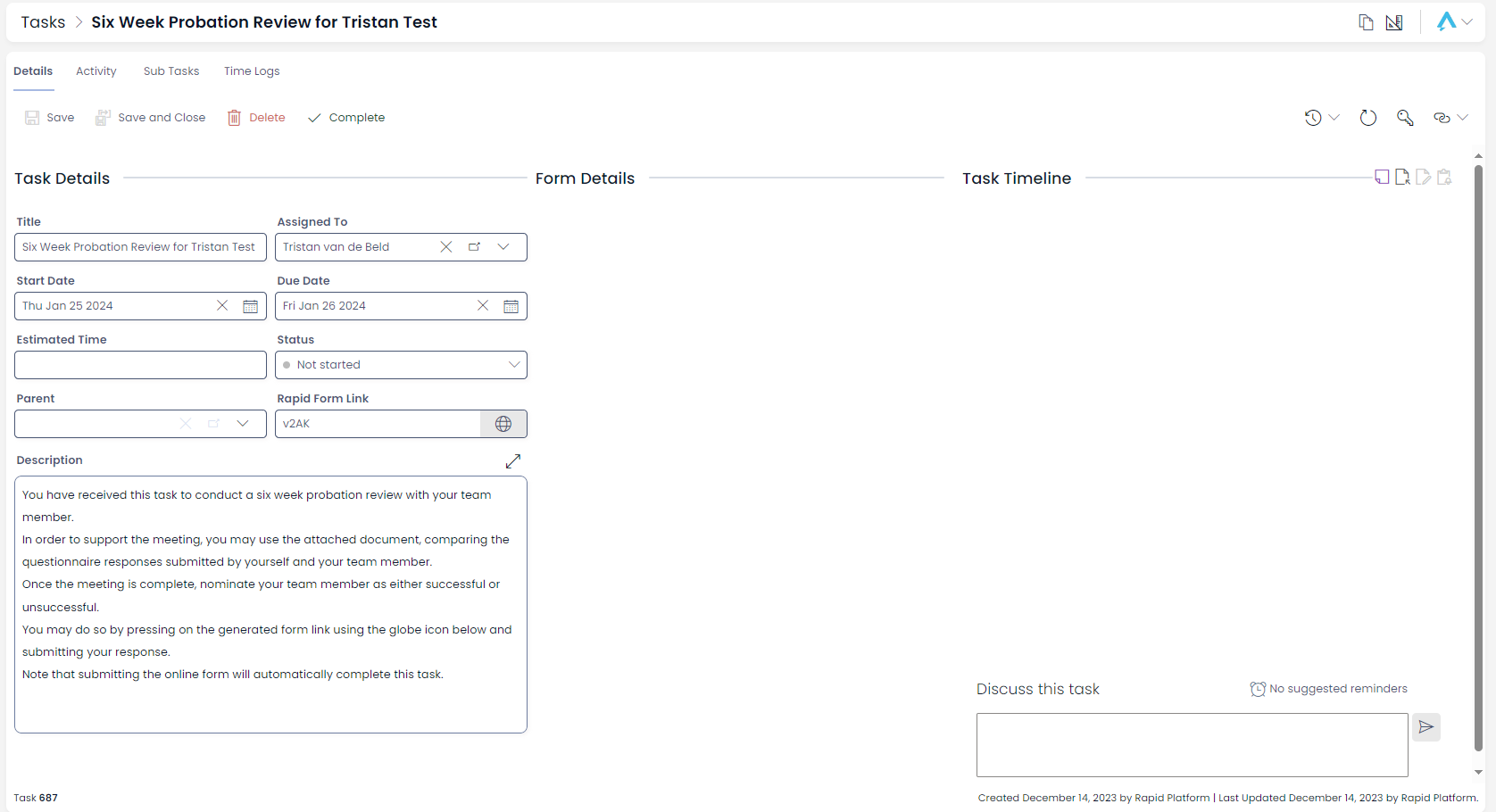 An example of a probation review meeting task